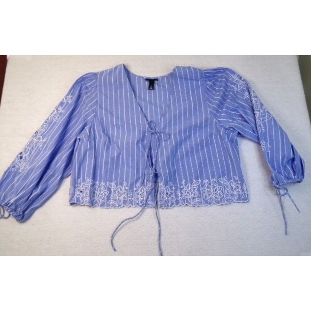 Future Collective Women's XL Crop Top Blue Floral Cottagecore